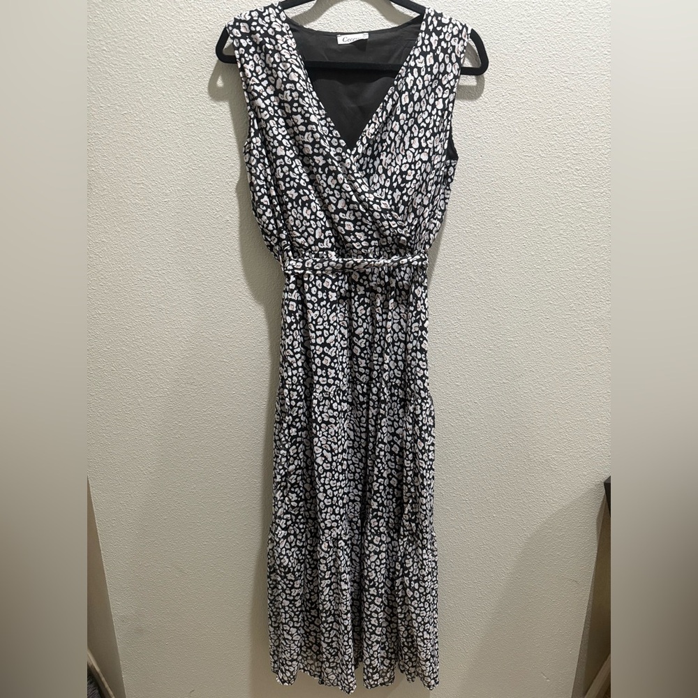 CeCe Black and White Patterned Maxi Dress